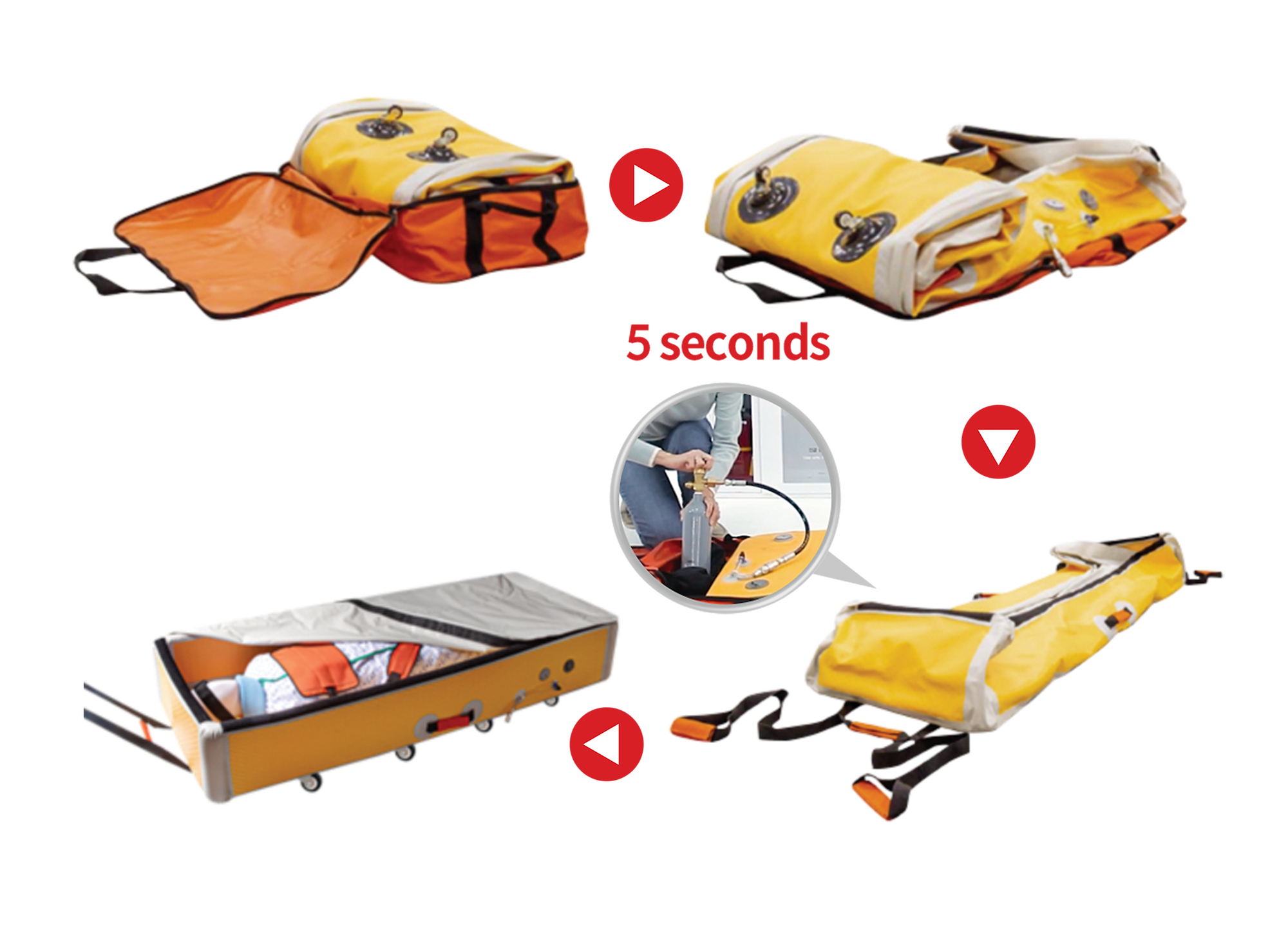 에어백 원리를 이용한 자동팽창식 환자이송용 에어백 들 것